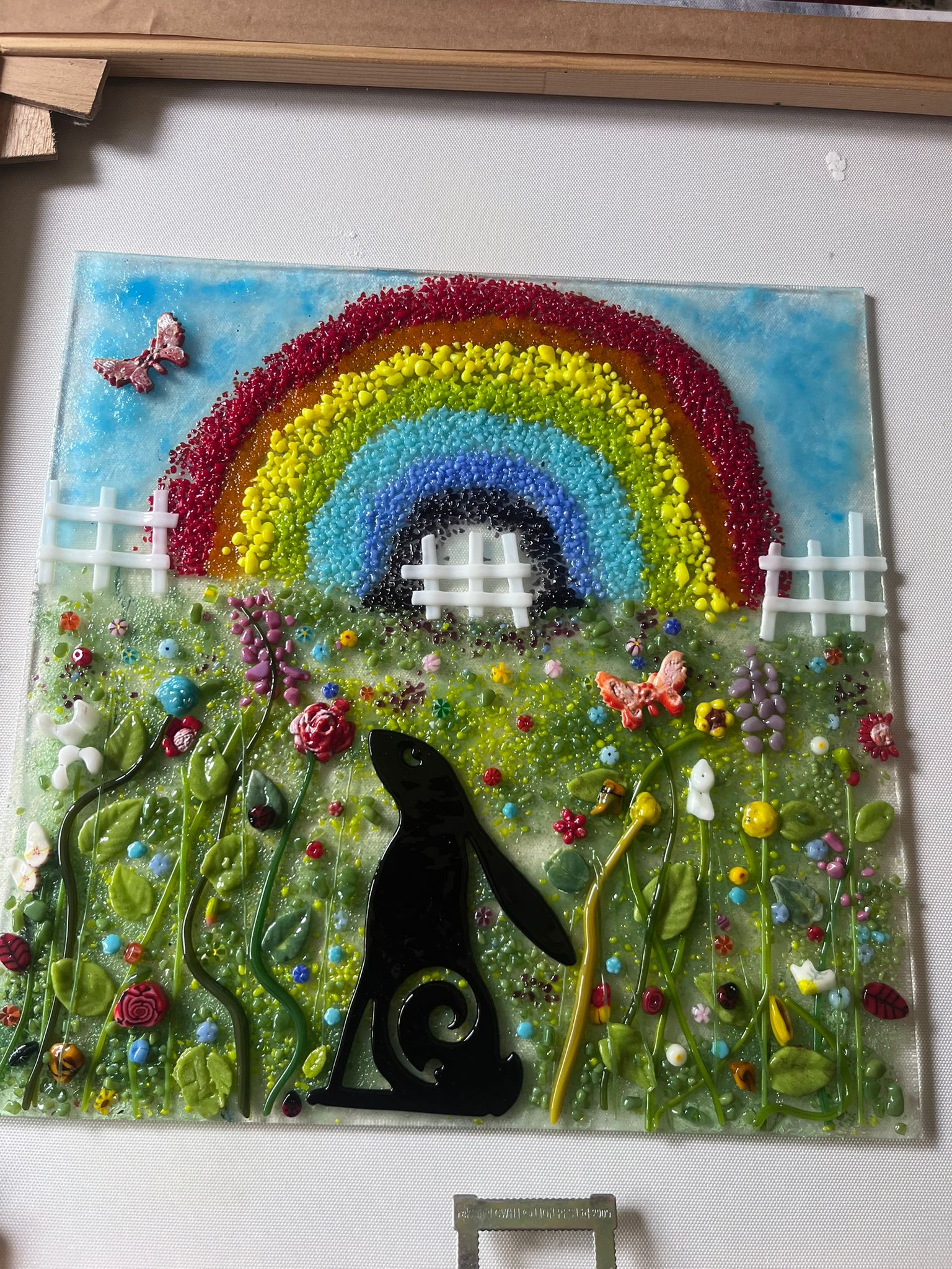 Handcrafted fused glass piece by Dizzy Glass