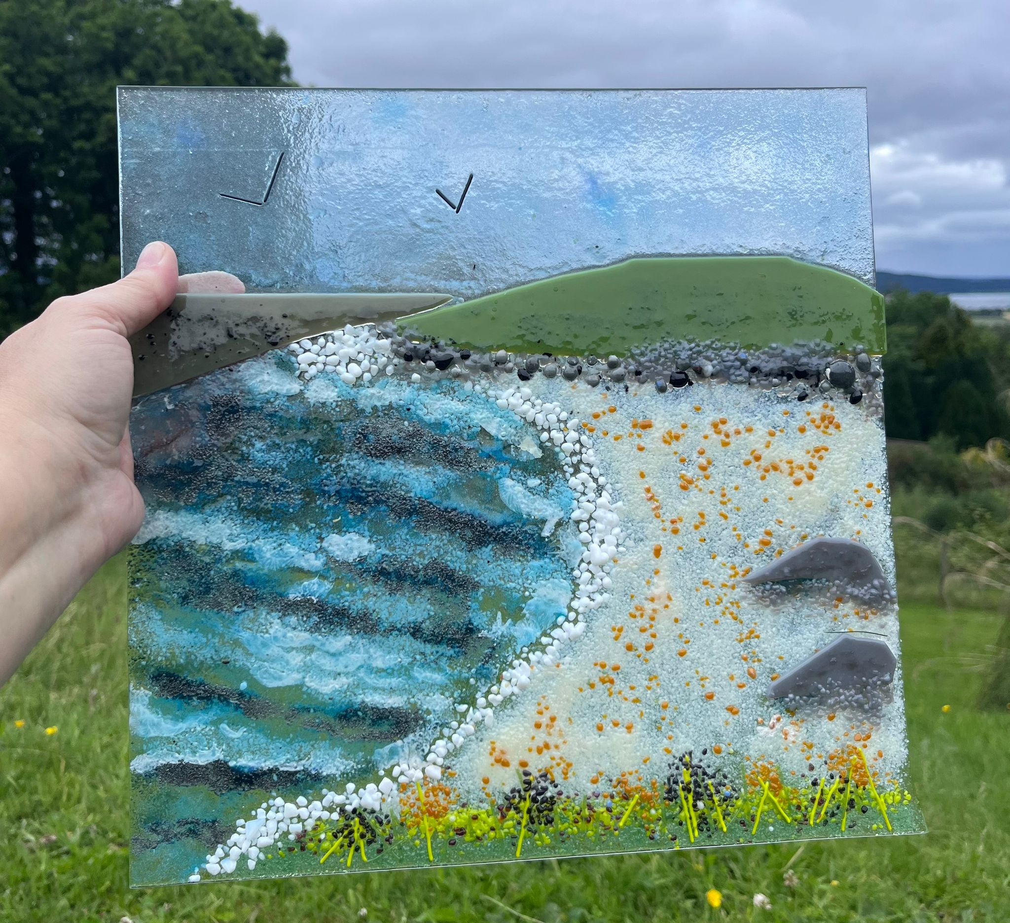 Colourful fused glass design crafted in the Highlands
